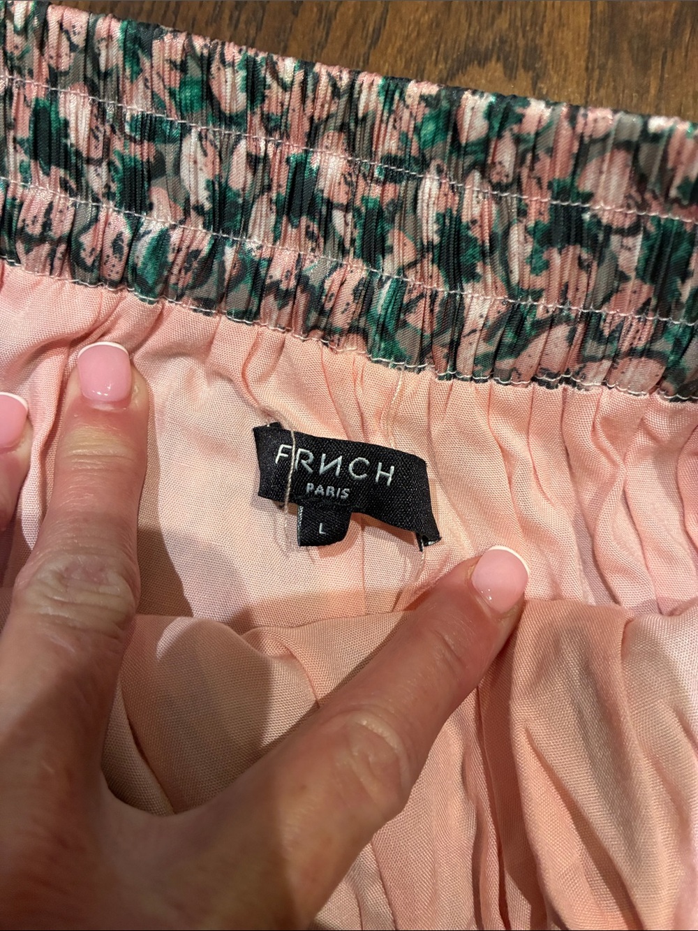 FRNCH Pink & Green Printed Pleated Midi Skirt - Picture 3 of 8